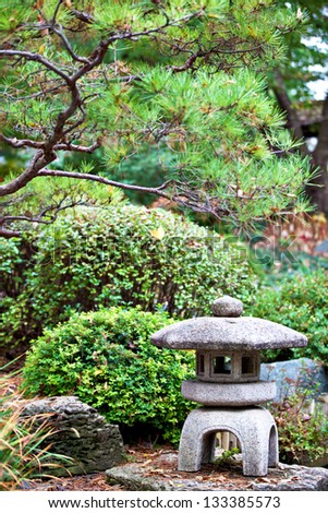 Rock lantern in The Japanese Zen Garden situated in Minnesota Landscape Arboretum. Ã?Â¢??Seisui TeiÃ?Â¢?Ã?Â� or Garden of Pure Water reflects a style of Japanese Garden from the Edo Period (1603-1869).