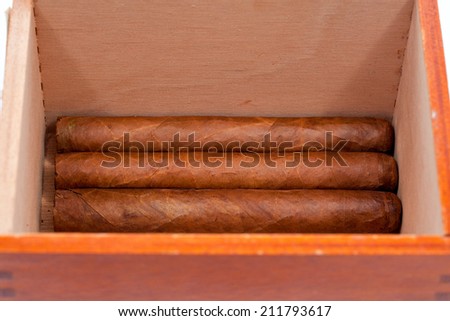 Genuine Cuban cigars and wooden varnished cigar box