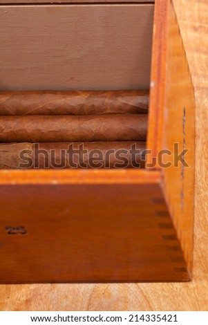 Genuine Cuban cigars and wooden varnished cigar box