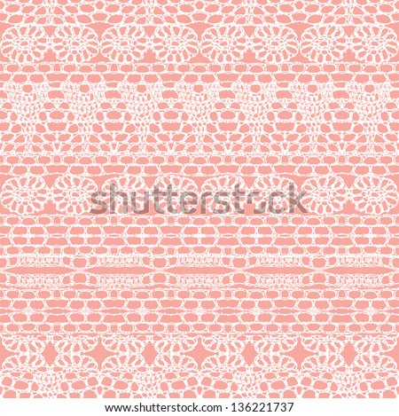 Lace seamless crochet pattern. Vector background.