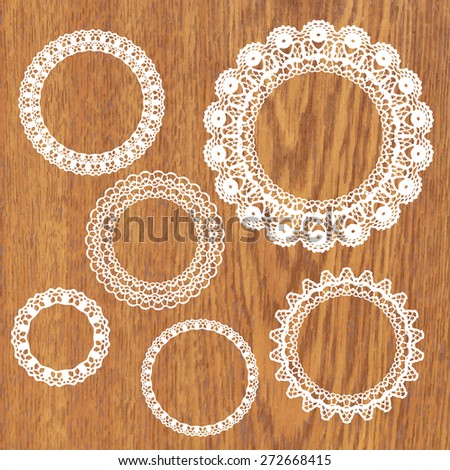 Set of crochet lacy frames. Vector illustration. Big collection.