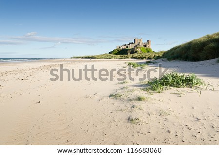 Bamburgh Castle from beach / Bamburgh Castle taken here from the north beach dates back to the 6/7th century