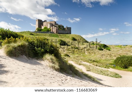 Bamburgh Castle from south / Bamburgh Castle taken here from the south dunes dates back to the 6/7th century