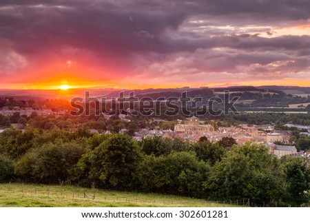 The Sun sets over Hexham / The historic Market Town of Hexham sits in the Tyne Valley in Northumberland. The skyline is dominated by the Abbey