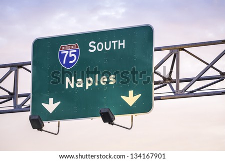Directional signs along US Interstate I-75 in South Florida