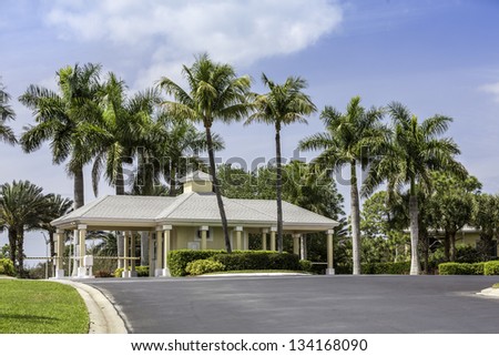 Entrance to gated community in Naples, South Florida