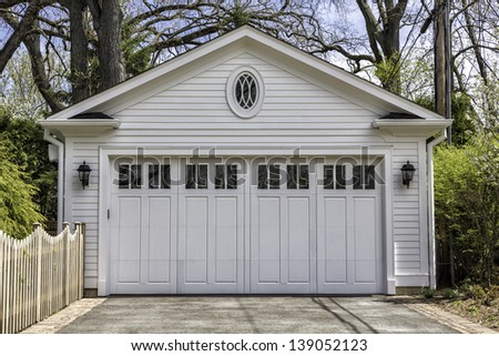 Traditional two car wooden garage
