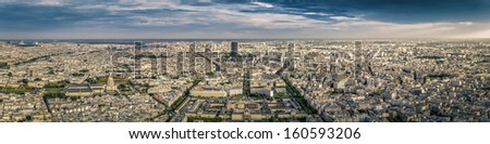 Paris panorama with scenic sky, France