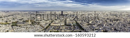 Paris panorama with scenic sky, France