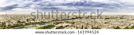 Aerial panorama of Paris with scenic sky, France