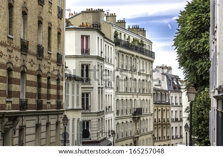 Typical apartment buildings in Paris ,France