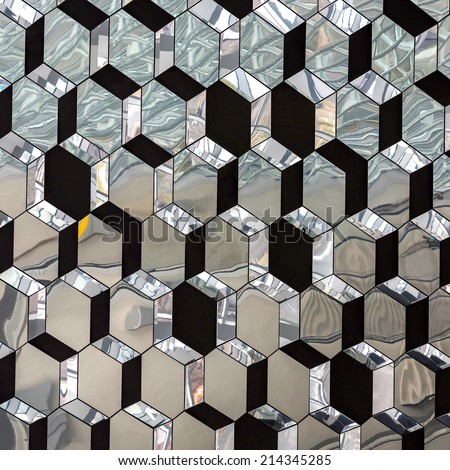 Abstract glass crystallized mirror pattern with reflections