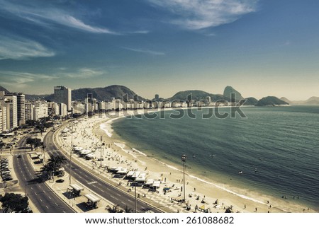 Copacabana Beach and Sugar Loaf Mountain in Rio de Janeiro,Brazil
