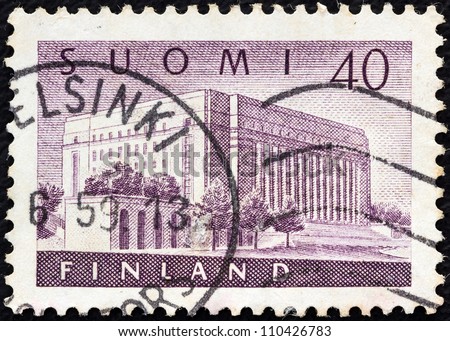 FINLAND - CIRCA 1956: A stamp printed in Finland shows House of Parliament, circa 1956.