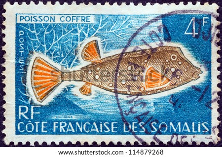 FRENCH SOMALI COAST - CIRCA 1958: A stamp printed in the French Somali Coast from the \