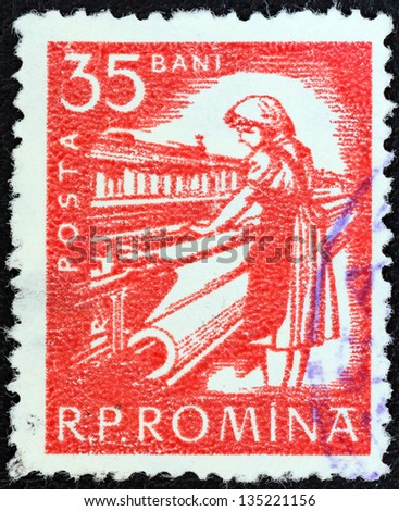 ROMANIA - CIRCA 1960: A stamp printed in Romania shows textile worker, circa 1960.