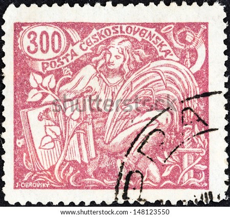 CZECHOSLOVAKIA - CIRCA 1920: A stamp printed in Czechoslovakia shows Agriculture and Science, circa 1920.
