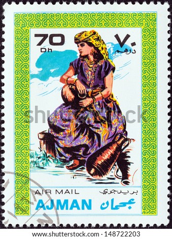 AJMAN EMIRATE - CIRCA 1968: A stamp printed in United Arab Emirates from the 