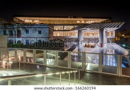 Athens, Greece - October 5: The New Acropolis Museum Opened To The Public On June 21, 2009, Exhibits The Findings Of The Of The Acropolis Archaeological Site, On October 5, 2013 In Athens, Greece.