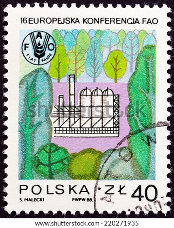 POLAND - CIRCA 1988: A stamp printed in Poland from the \