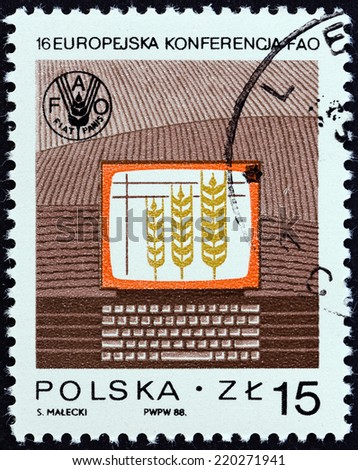 POLAND - CIRCA 1988: A stamp printed in Poland from the \