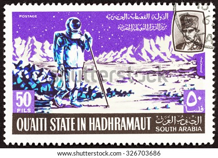 QU'AITI STATE IN THE HADHRAMAUT - CIRCA 1967: A stamp printed in Yemen from the 