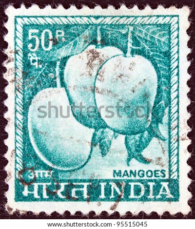 INDIA - CIRCA 1967: A stamp printed in India shows Mangoes fruits, circa 1967.