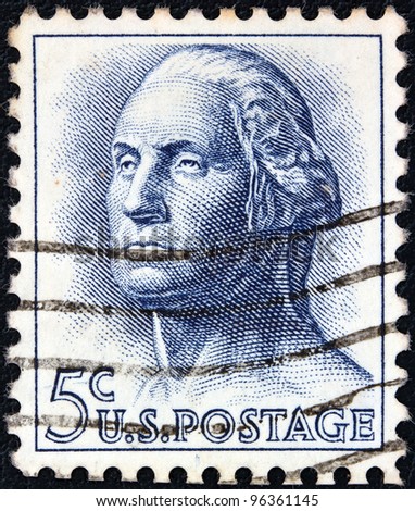 USA - CIRCA 1962: A stamp printed in USA shows a portrait of president George Washington by Houdon, circa 1962.