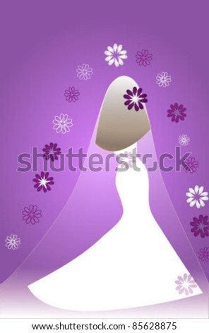 stock vector Vector wedding background with bride's silhouette on purple