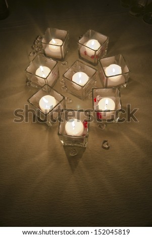 Small Candles in Romantic Relaxation Area In A Spa