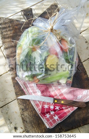 Preparation Of Mixed Vegetables For Storage In The Freezer