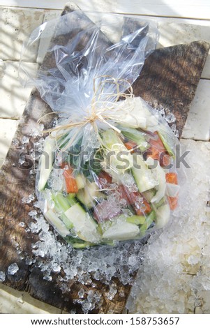Preparation Of Mixed Vegetables For Storage In The Freezer