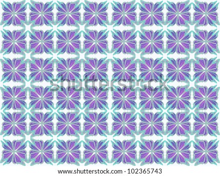 Butterfly pattern of four butterflies pasted at 45 degree angles, squared. Purple, and violet, white background. / Butterfly Pattern #23 / Classic look and style for whatever your notion.