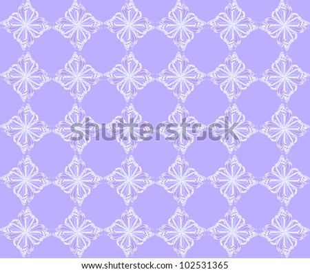 Pattern of four butterflies pasted at 45 degree angles, in a diamond shape. Inverted light hued lilac and white butterflies, light hued lilac background./ Diamond Butterfly Pattern #31 / Classic look.