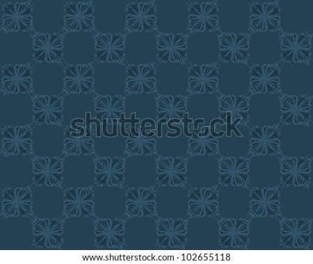 Four butterflies pasted at 45 degree angles, in a classic checkerboard pattern. Inverted light blue and gray butterflies, gray blue background./ Butterfly Interlock Checker #31/ Classic looking style