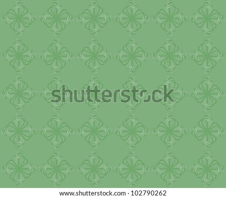 Pattern of four butterflies pasted at 45 degree angles, in a diamond shape. Light green and white diamonds, light green  background./ Diamond Butterfly Pattern #58 / Great style, whatever your idea.