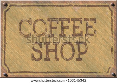 Coffee shop sign, 1890\'s vintage, Douglas Fir Board worn and aged with a nice patina. Also 4 rusted and worn screws in each corner. / Coffee Shop Sign, Vintage Wood / Very nice retro look.