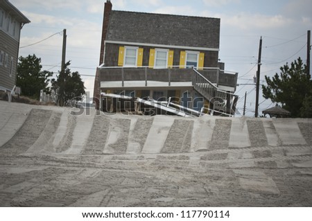 LONG BEACH ISLAND,NJ-NOVEMBER 1: Houses destroyed by the storm surge caused by Hurricane Sandy.Nov 1 2012, Long Beach Island, NJ