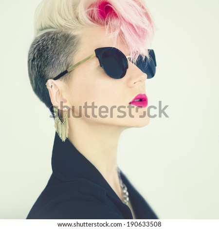 Portrait of a girl in style disco punk