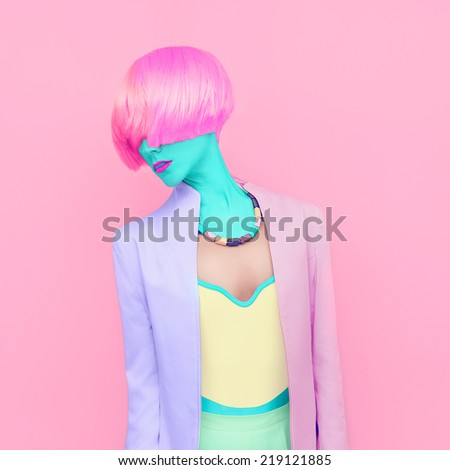 Exclusive photos. Girl fashion mix colors