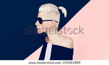 Sensual Model with fashionable Hairstyle. Blonde Hair trend