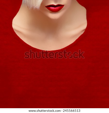 Glamorous blonde with red lipstick. trend red color