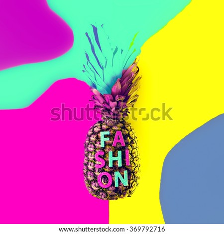 Fashion Pineapple. Glamorous colors Art. Minimal style