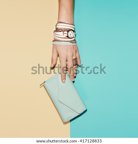 Stylish Ladies Accesories. Clutch and Jewelry. Vanilla Summer.