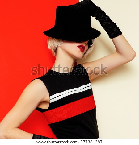 Sexy Blonde retro style vintage clothing. Minimal Fashion. Cabaret Art