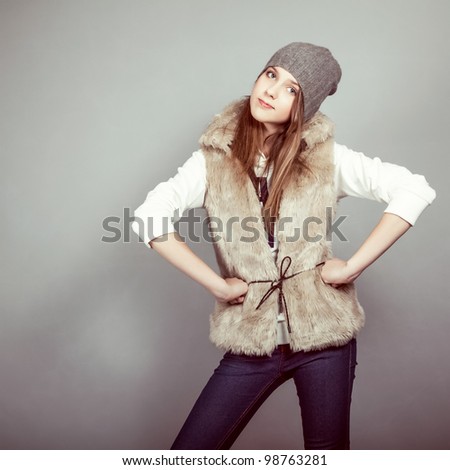 fashion girl in winter clothes