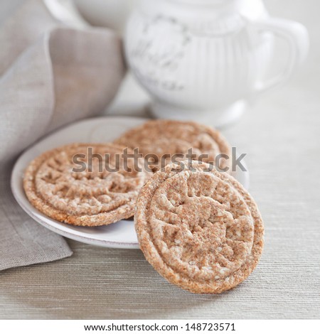 Homemade oat bran cookies, selective focus