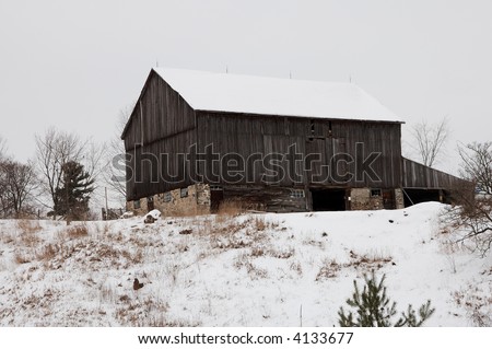 Old barn (winter scene) in western Ontario