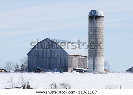 large barn in winter