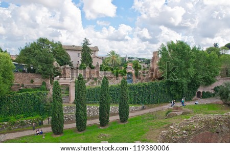 Palatine Hill in Rome in Italy